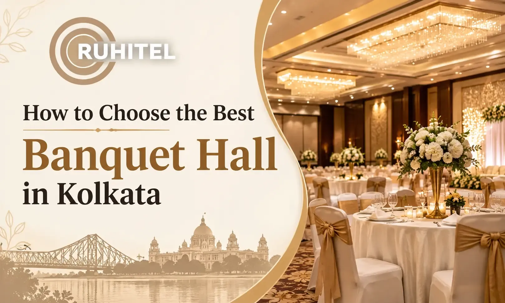 Banquet hall in Kolkata decorated for a wedding celebration
